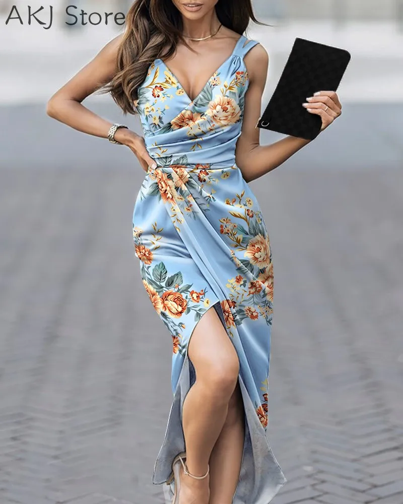 Платье женское атласное с запахом элегантное вечернее Макси-Платье С Рюшами