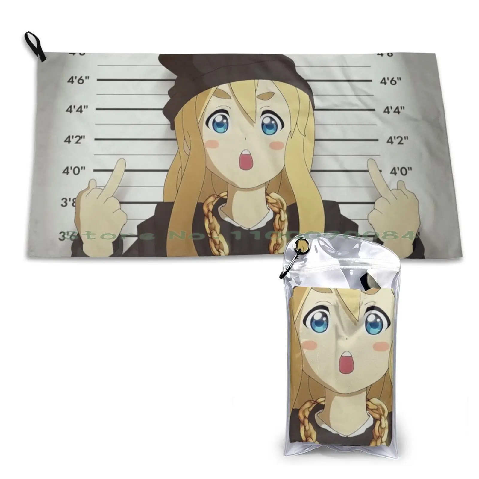 Tsumugi Kotobuki K-On! Портативное быстросохнущее полотенце Mugshot для спортзала ванной