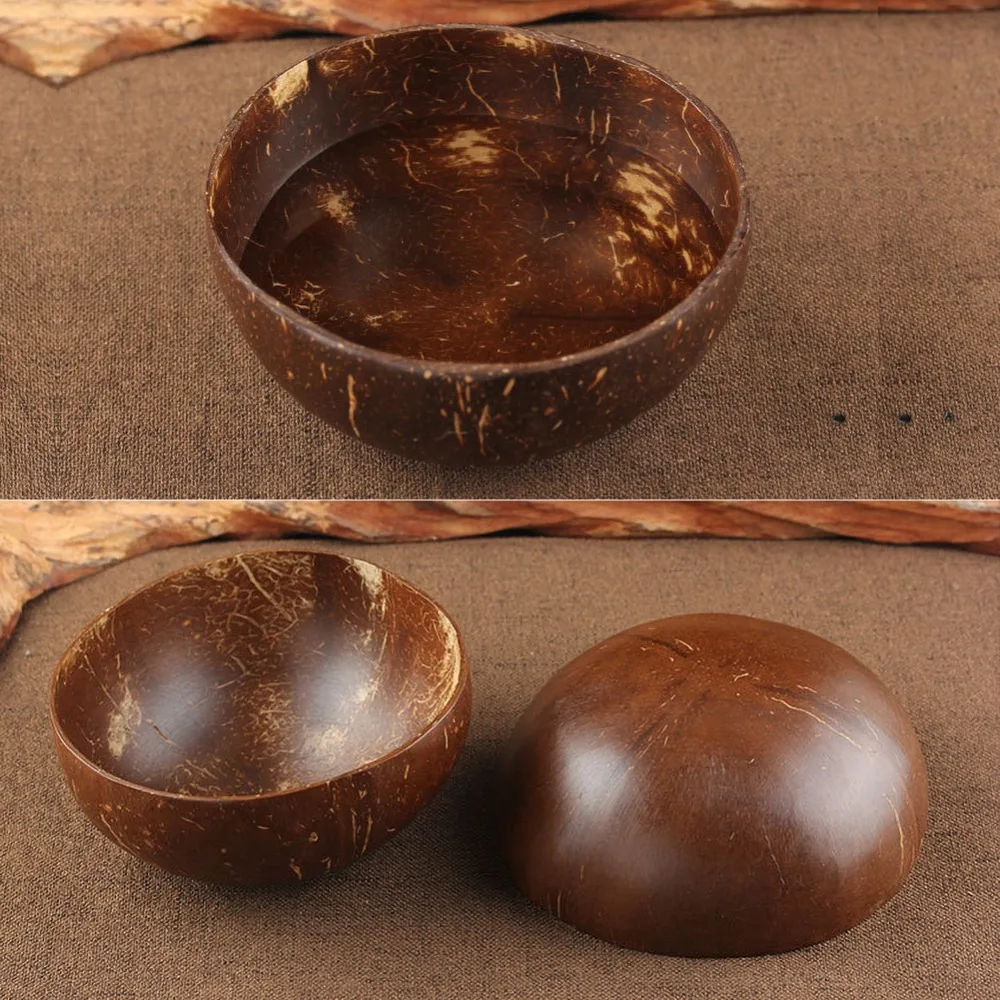 1Piece Creative Coconut Bowl Soup Salad Noodle Rice Eco Friendly Bowl Wooden Fruit Bowls Handicraft Art Work Decoration