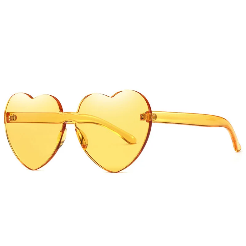 

Candy Color Love Women Sunglasses Trend Peach Heart Frameless PC One Piece Ocean Glasses