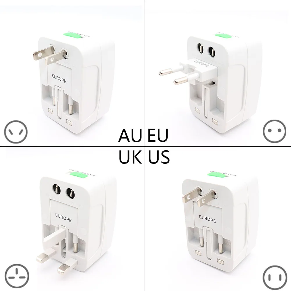 Универсальный переходник универсальный 2 USB-порта для путешествий по миру