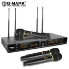 Беспроводной микрофон G-MARK G440XFM, 4 канала, Портативный динамический микрофон для караоке, с УВЧ диапазоном, металлический корпус для диджея, вечеринки, сцены, церкви, шоу