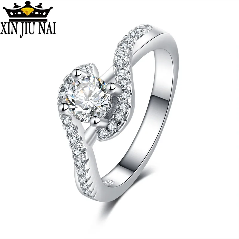 

Elegant And Noble 925 Silver Wedding Rings For Women Vintage AAA Zircon Cross Design Princess Chic Anillos Bijoux Femme Gifts