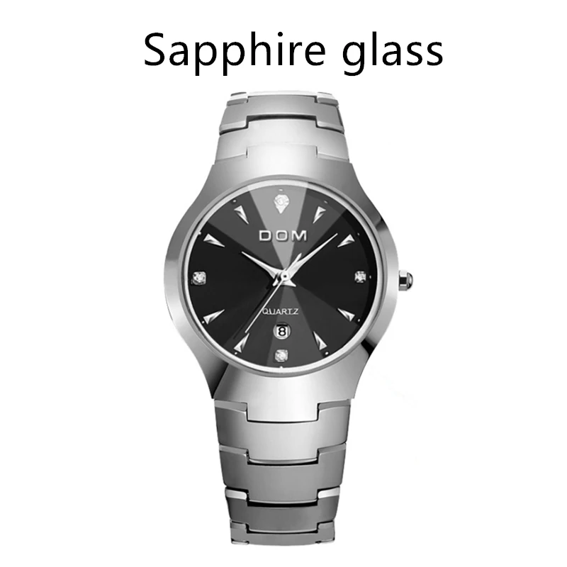 SapphireCrystal1M Мужские часы DOM, брендовые, популярные, спортивные, Роскошные, вольфрамовый, стальной ремешок, на запястье, 30 м, водонепроницаемые, бизнес, кварцевые часы, модные, повседневные, W-698-1M - Цвет: SapphireCrystal1M