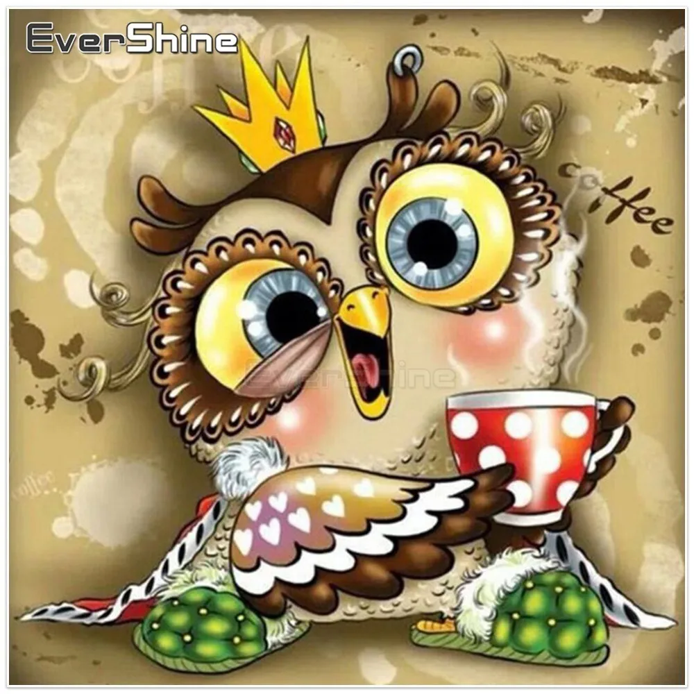 EverShine DIY Diamond Painting Animals Picture Of Rhinestones Full Square Embroidery Cross Stitch Owl Mosaic Wall Decor|Алмазная