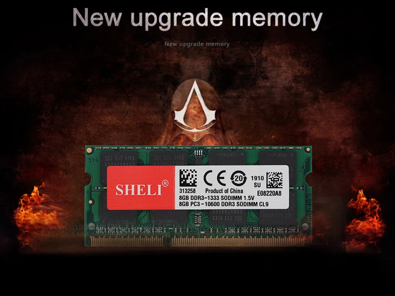 SHELI новые тетради памяти 8 Гб 2RX8 PC3-10600S DDR3 1333 МГц SO-DIMM 204pin CL9 памяти ноутбука