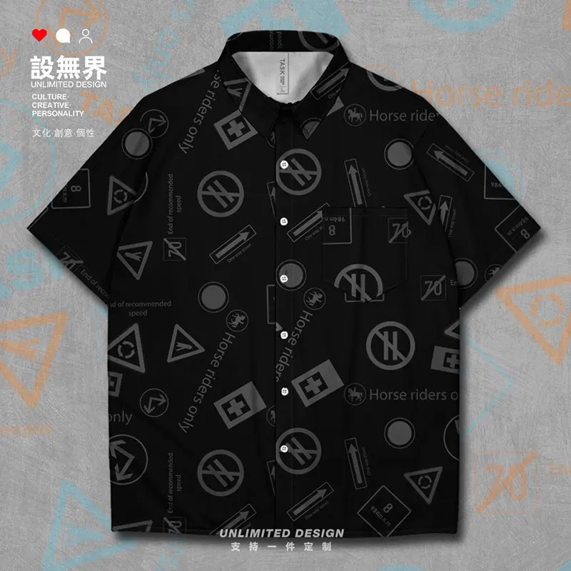 

high risk energy cut marks dangerous warning signs Short-Sleeved shirt Workout collared Blouses shirt for men Clothes Summer