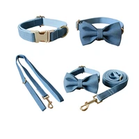 cowboy 01 the cowboy blue free engrave fabric dog collar leash set for medium big necklace with bow tie name necklace