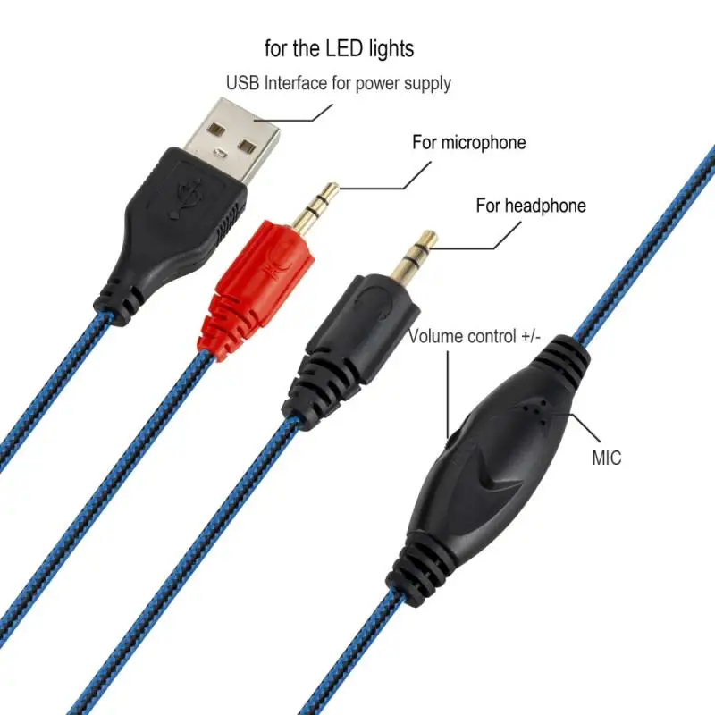 Проводные Игровые наушники со светодиодсветильник кой и микрофоном для