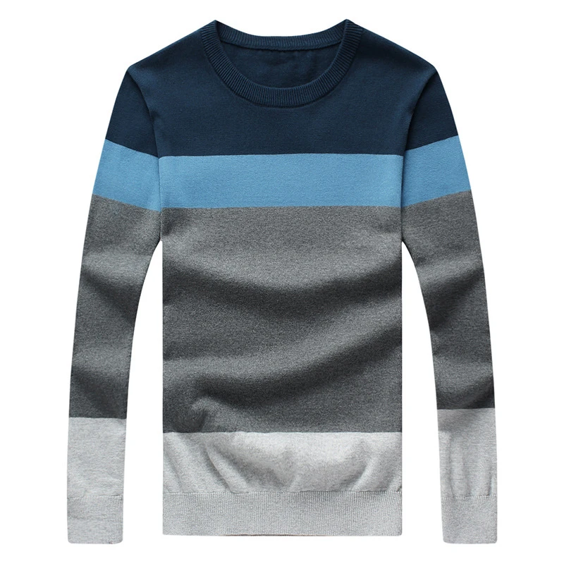 Мужской Хлопковый свитер с круглым вырезом в стиле пэчворк | Мужская одежда