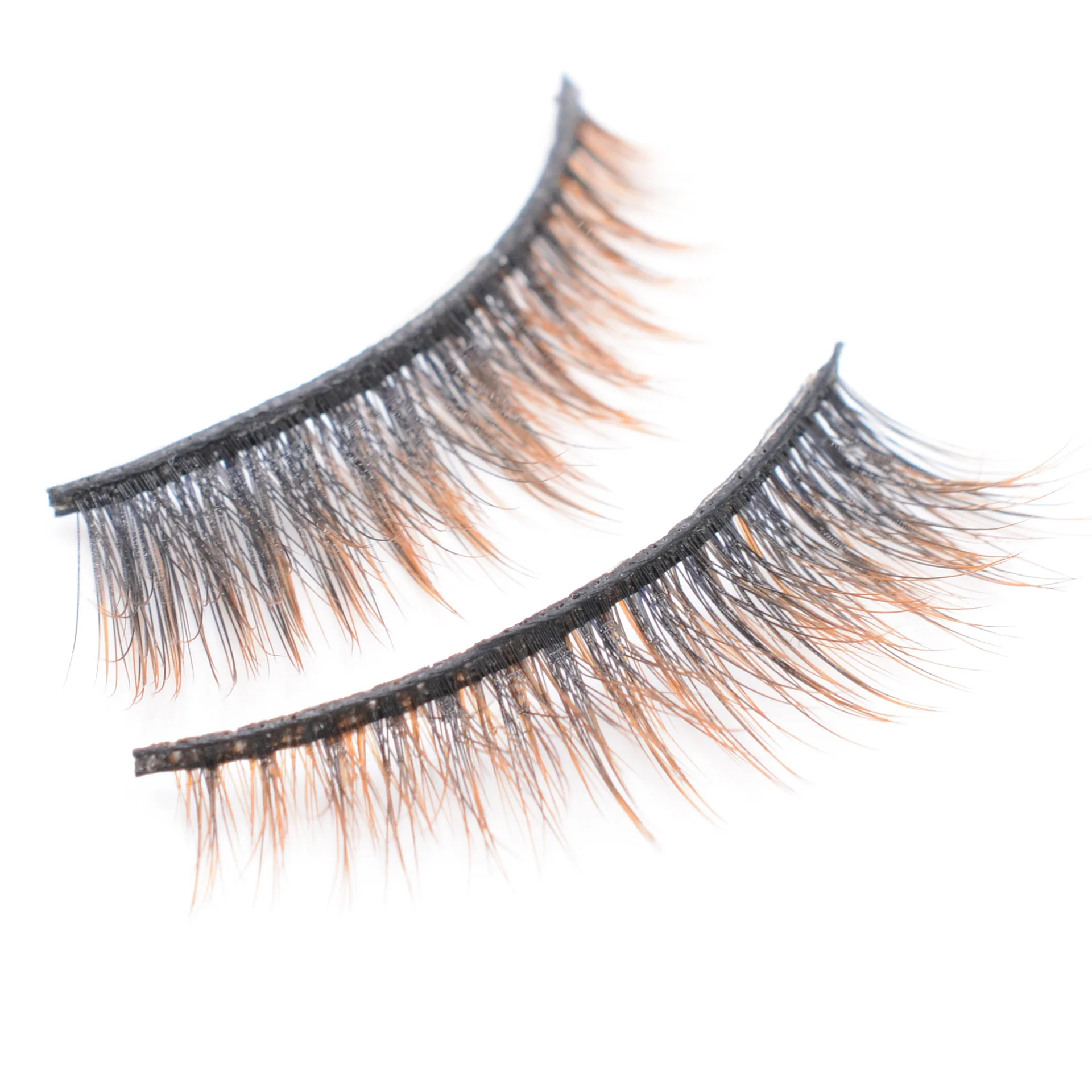 Накладные ресницы из натурального меха норки 3D коричневый градиентный цвет