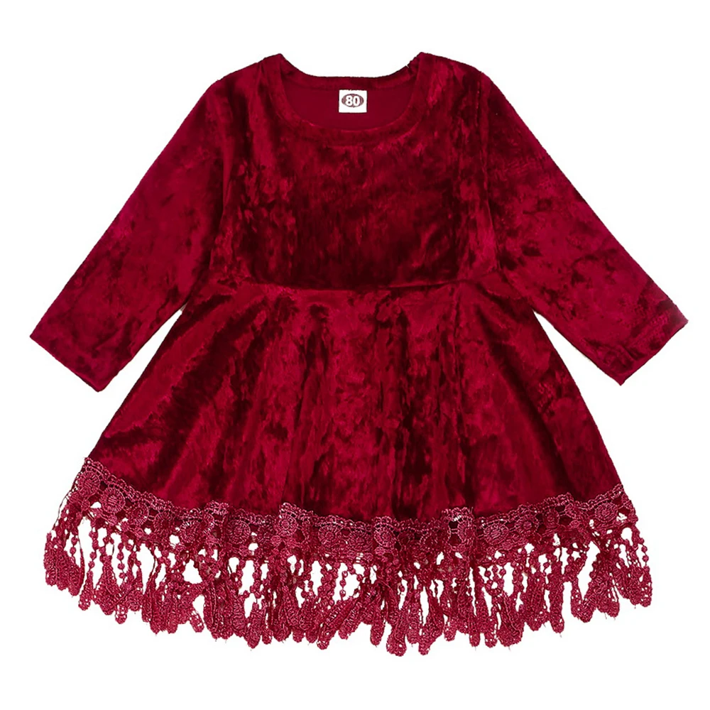 Вечерние платья для маленьких девочек Цвет Красный Велюровые Сезон весна