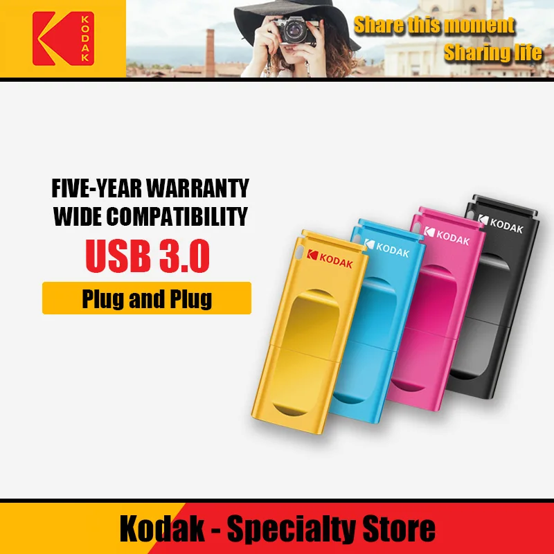 Kodak K233 флеш-накопитель USB 3,1 металлический USB флэш-накопитель 16 ГБ 32 ГБ карта памяти USB 3,0 64 Гб 128 ГБ U диск 256 ГБ Флешка USB