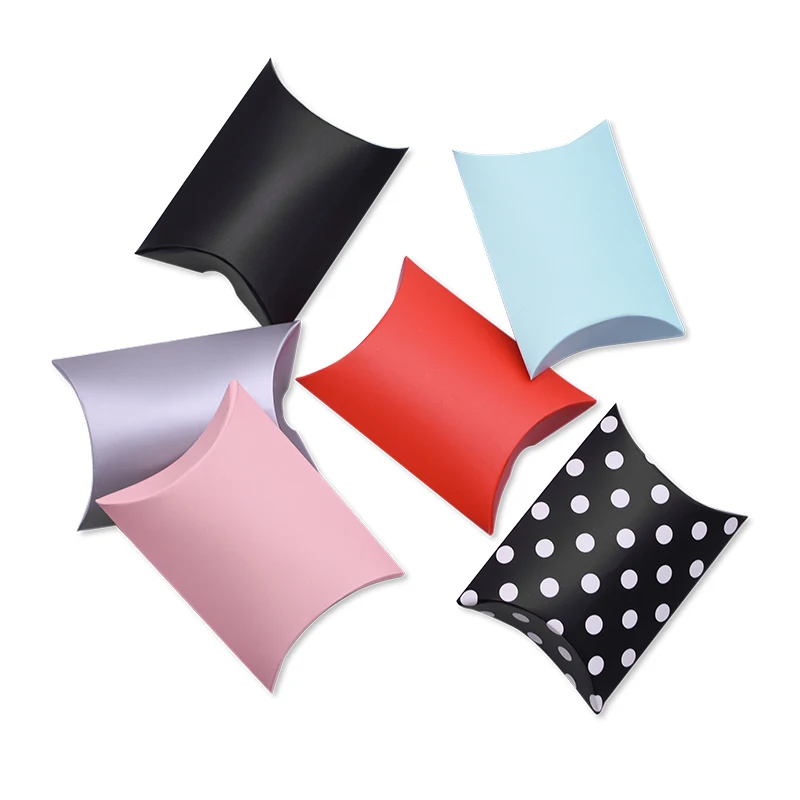 10 шт. цветная коробка для конфет в форме подушки Золотой горошек полоску