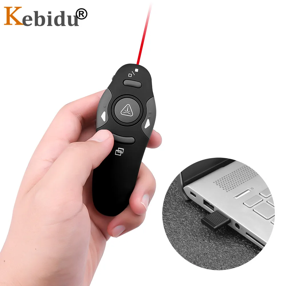 KEBIDU USB RF Wireless Presenter Red Laser Pointer Pen 2.4GHz Remote Control Page Turning PPT Powerpoint Presentation|Пульты ДУ| |