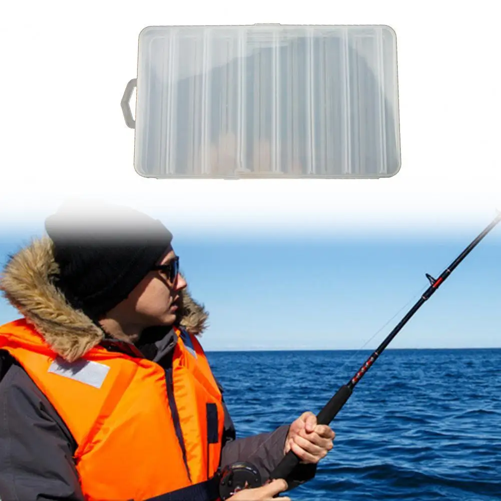 

Durable Fishing Tackle Box Double Sided 14 Compartments Sturdy Transparent Hard Plastic Lure Container for Lure Fishing Tackle