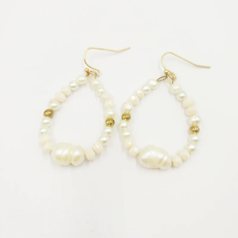 Женские серьги кольца с пресноводным жемчугом|Серьги-кольца| |