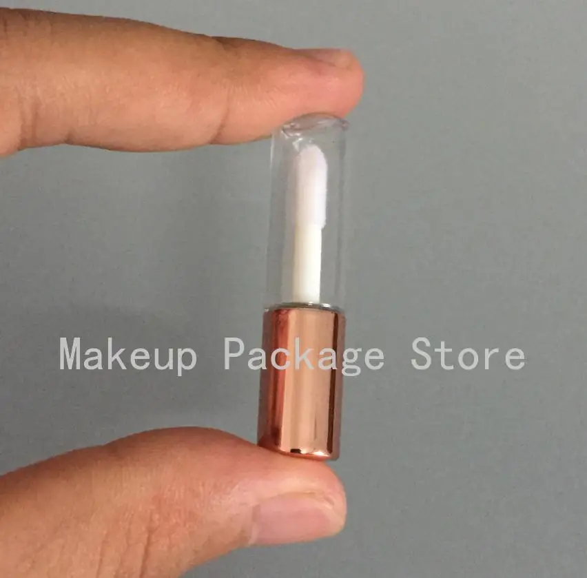 

1.2ML 100pcs/lot Rose Gold Empty Lip Gloss Tube,DIY Plastic Elegant Liquid Lipstick Container,Round mini lipgloss sample bottle