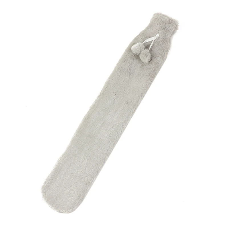 

K3NA 2000ml Cute 2 Balls Plush Cover Hot Water Bottle Long Strip Shape Anti-scald Hot-water Bag Water-filling Hand Warmer