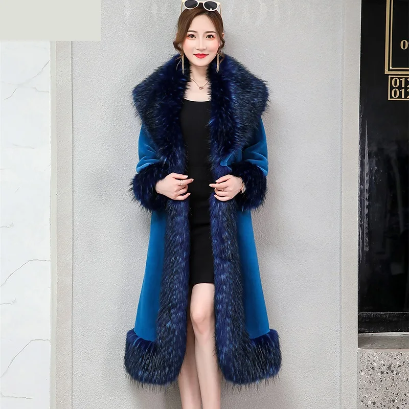 Роскошное меховое пальто с воротником из лисьего меха 2020 зимнее женское