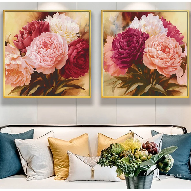 Романтические розовые пионы цветы холст Картины галерея Плакаты принты