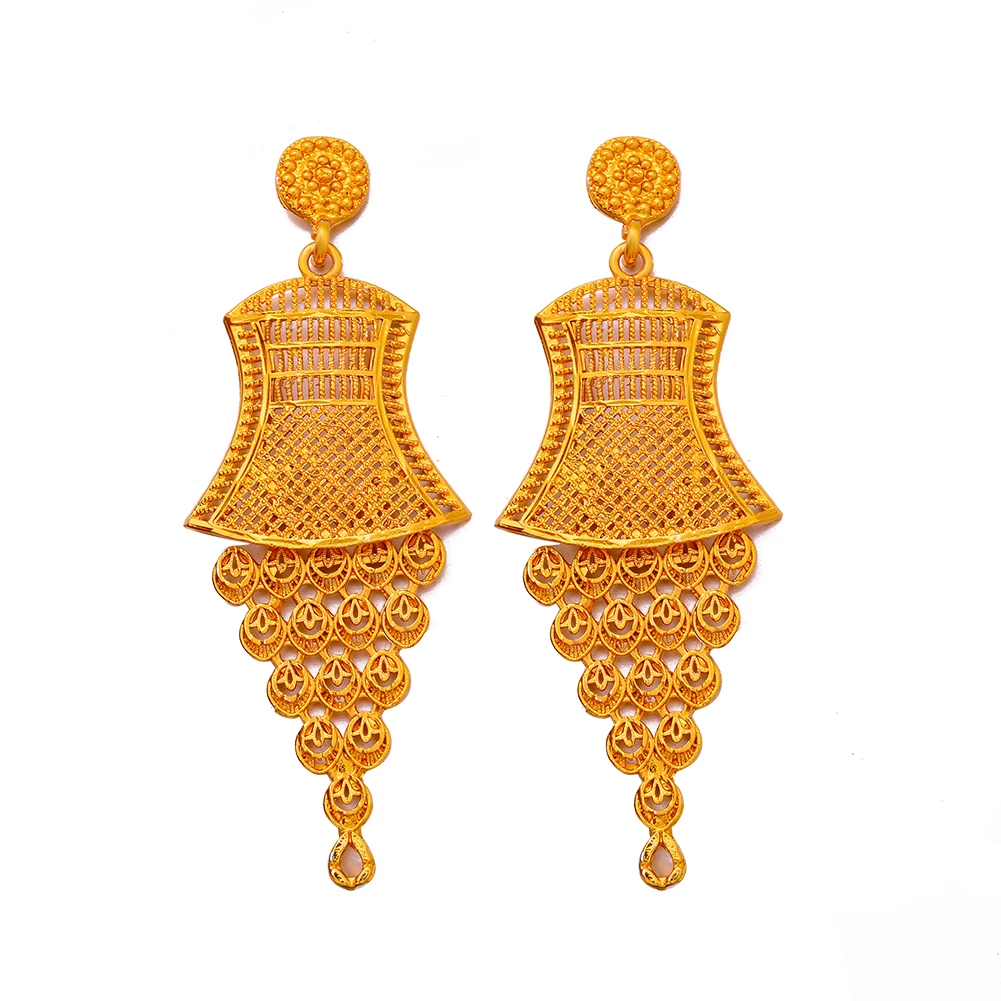 Ethiopian Gold Color Earrings For Women Girls African Ethnic Earring Mom Wedding Jewerlry Gifts images - 6
