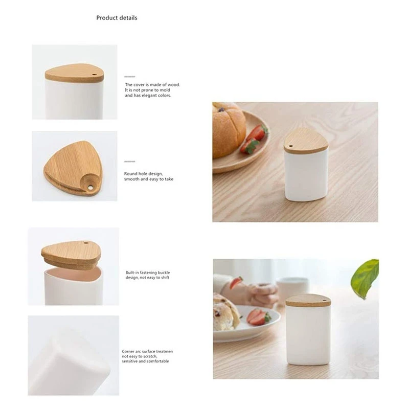 

Plastic Toothpick Holder,Toothpicks Holder with Bamboo Lid Simple Desktop Toothpicks Dispenser Jar Box