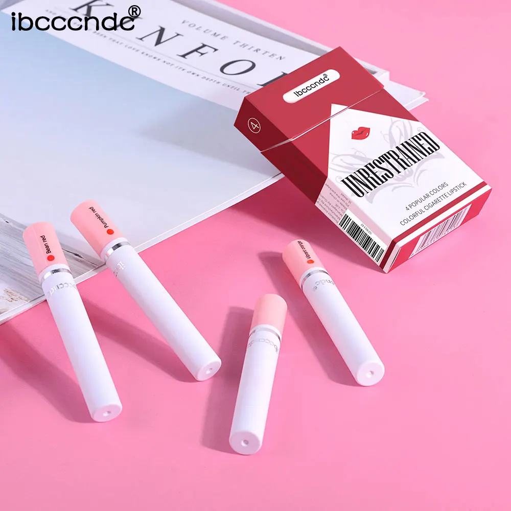 Ibcccndc 4 цвета бархатная матовая долговечная водостойкая сигаретная губная помада с туманой поверхностью сексуальная обнаженная губная помада Maquillaje Batom TSLM1