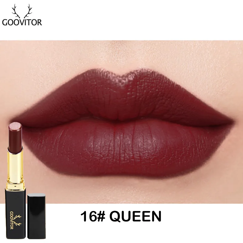 Матовая губная помада GOOVITOR color Statemen Нью-Йорк сенсационный сделанный для всех губная помада идеальные красные яркие оттенки без грубости - Цвет: 16 Queen