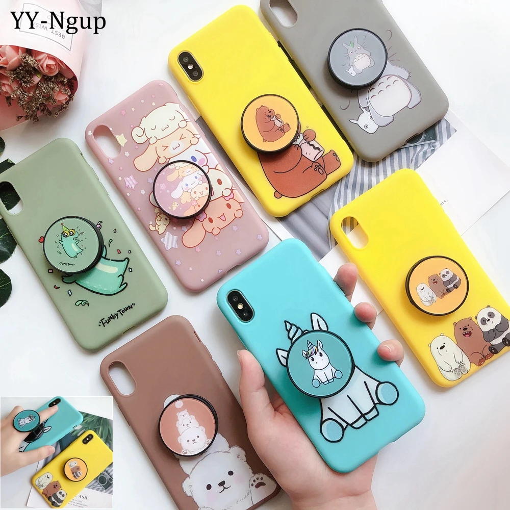 Для iPhone 7 i Phone 8 Plus чехол Kawaii подставка держатель Единорог силиконовый чехол для iPhone X XR XS Max 5 5S SE 6 6S 7 Plus чехол для женщин