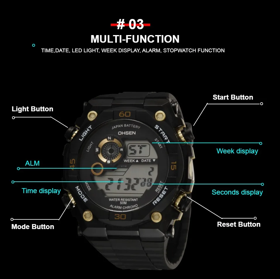 Часы наручные мужские светодиодные цифровые модные электронные