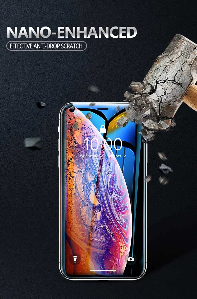 XSDTS 6D изогнутое полное покрытие из закаленного стекла для iPhone 11 Pro X XS Max XR 10 8 7 6 6s Plus Защитная пленка для экрана