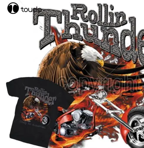 Мужская рубашка 2019 новые футболки с принтом Rollin Thunder Chopper футболка Rocker Biker Us America