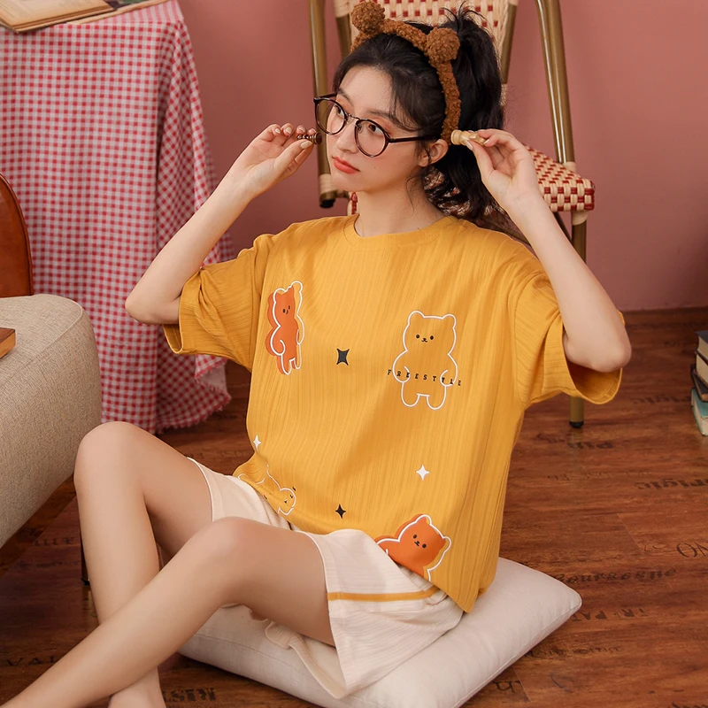 

Cotton Pajamas For Women Summer Suit Shorts Underwear Sets Pijama Set Woman 2 Pieces Pajama Sleepwear Cothes Women's Home Wear