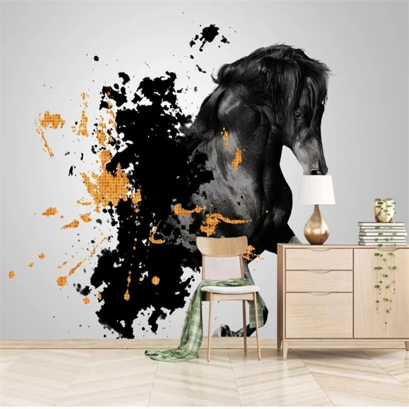 Wellyu индивидуальные большие фрески Мода обустройство дома чернила лошадь простые