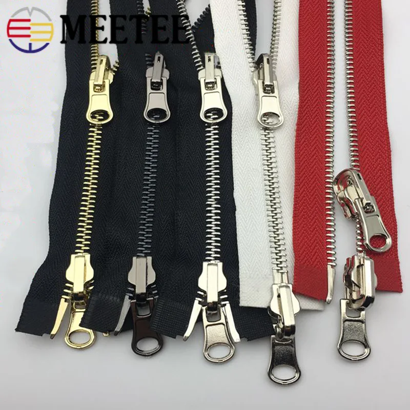 

Meetee 1pc 60-120cm 5# 8# Metal Rotary Slider Open-End Zipper Reversible Double Sided Zippers for Jacket Sewing Spin Zip Head