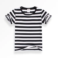 black and white stripes boys t shirt 2020 summer cotton girls clothing short sleeve o collar toddler kids top tee for children