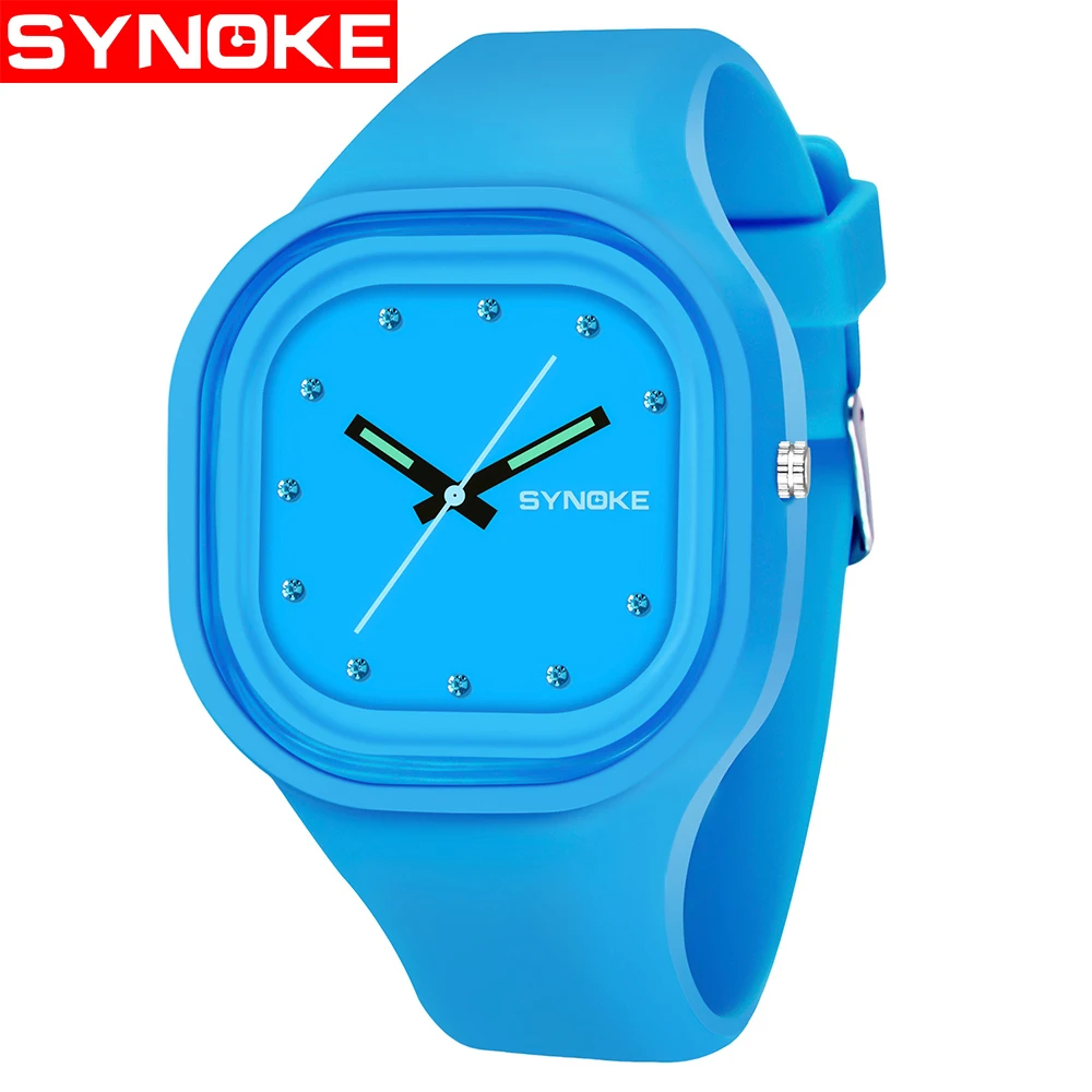 Blue SYNOKE, для мальчиков, студентов, детские часы, красочные, водонепроницаемые, спортивные часы, брендовые, для женщин, для девочек, силиконовые, цифровые, дата, наручные часы - Цвет: Blue