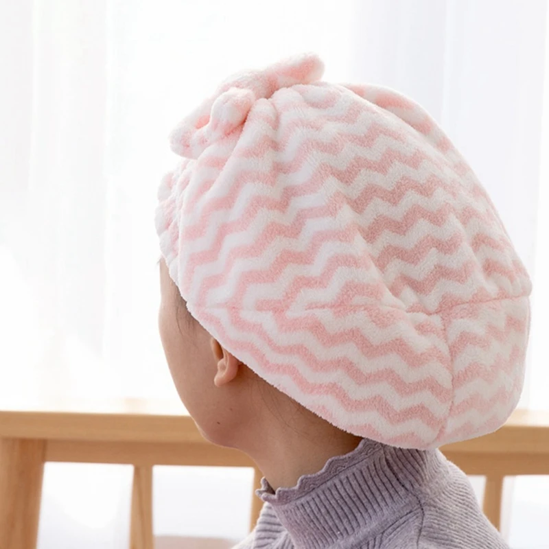 1 Pcs Wall-Mounted Storage Box Home Remote Control & Coral Fleece Water Ripple Bow Hair Drying Cap Pink | Дом и сад