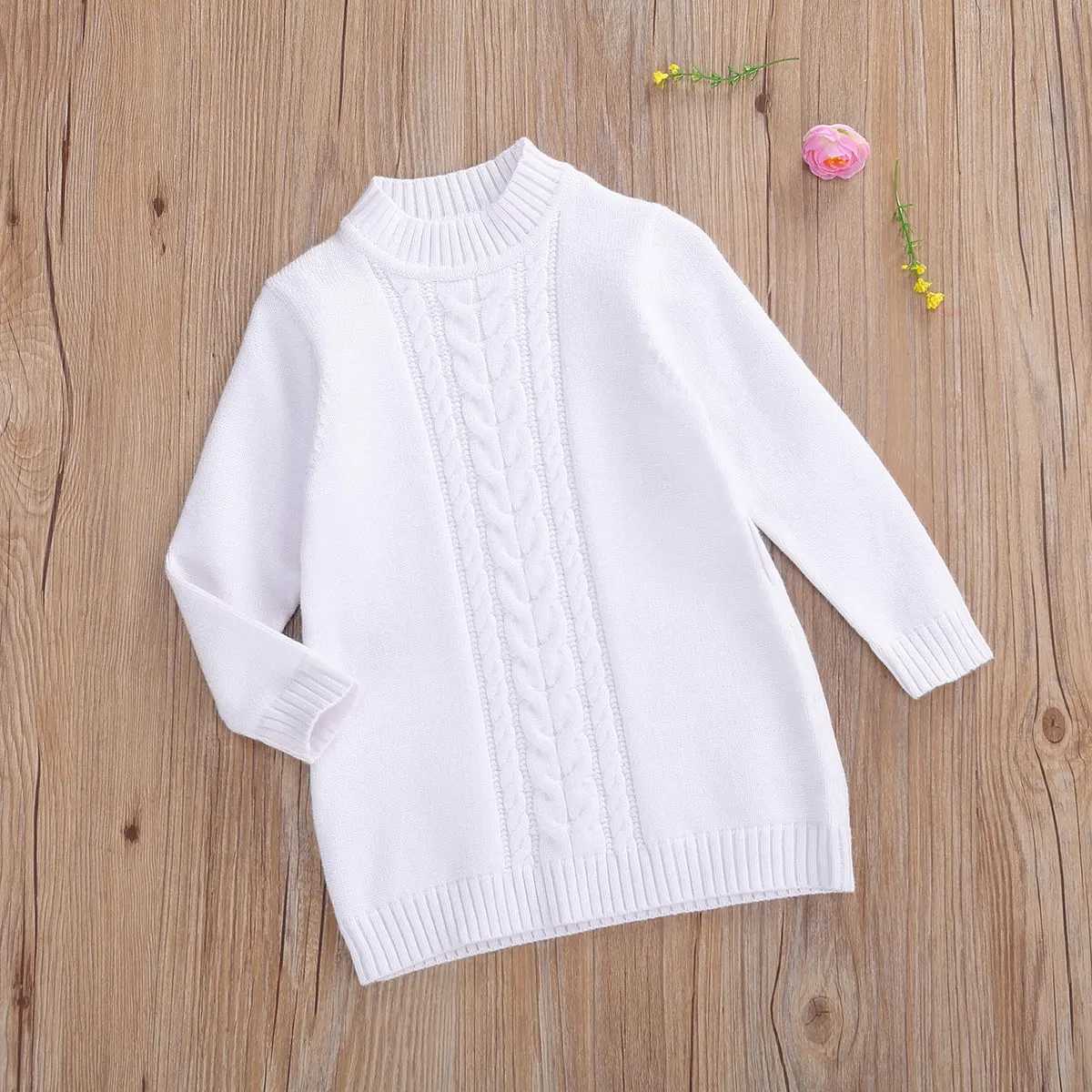 

Emmababy Toddler Baby Girl Clothes Casual Warm Cable Knitted Cotton Long Sleeve Pullover for Autumn Winter Baby Girl Sweater
