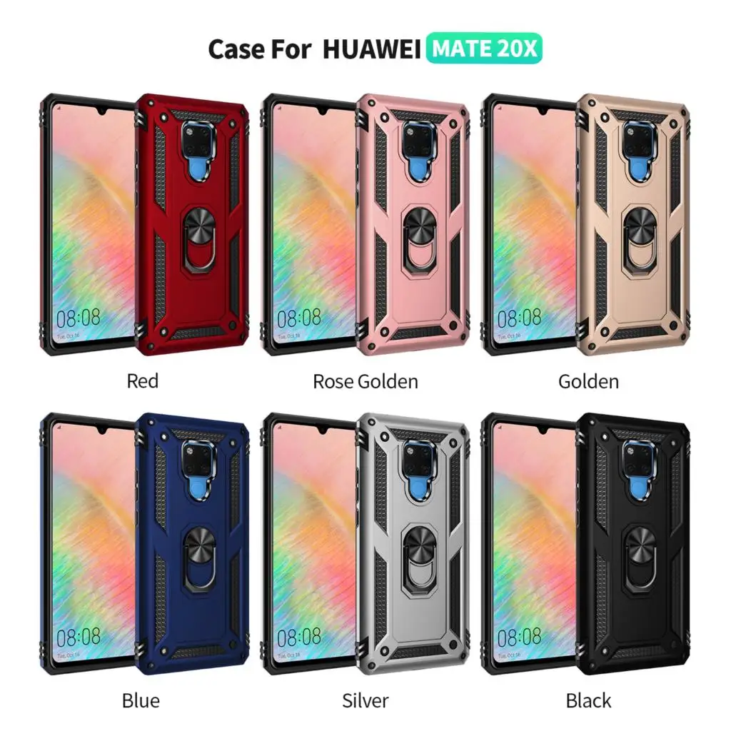 Luxury Shockproof Car Holder Ring Magnet Case On The For Huawei Mate 20X Bumper 20 X 5G Soft Protector Cover | Мобильные телефоны и
