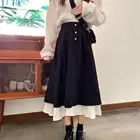 Женская трапециевидная юбка в стиле ретро, легкая Двухслойная юбка средней длины с оборками, с завышенной талией, с оборками, для школьниц