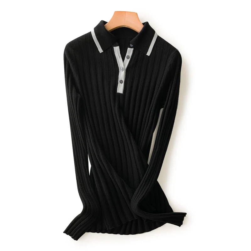 Женский свитер с отложным воротником VOGGIN из австралийской шерсти пуловер