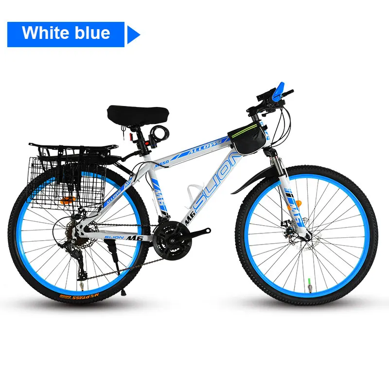 White blue Горный велосипед 26 дюймов скоростной внедорожный демпфирующий дисковый тормоз гоночный студенческий для взрослых мужчин и женщин Новинка - Цвет: White blue