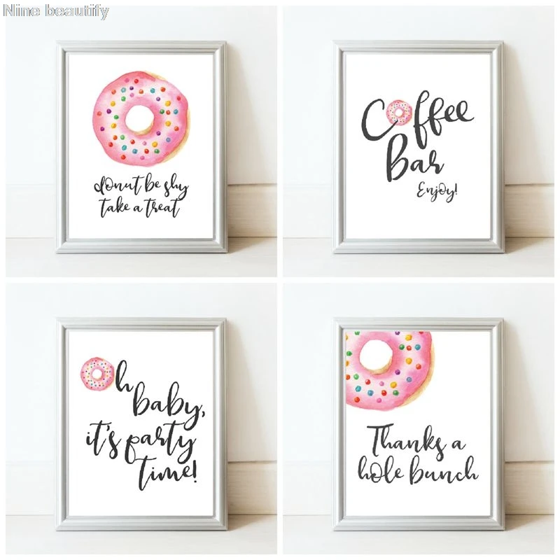 Картина на холсте с пончиком детский Знак душ художественные принты и плакат