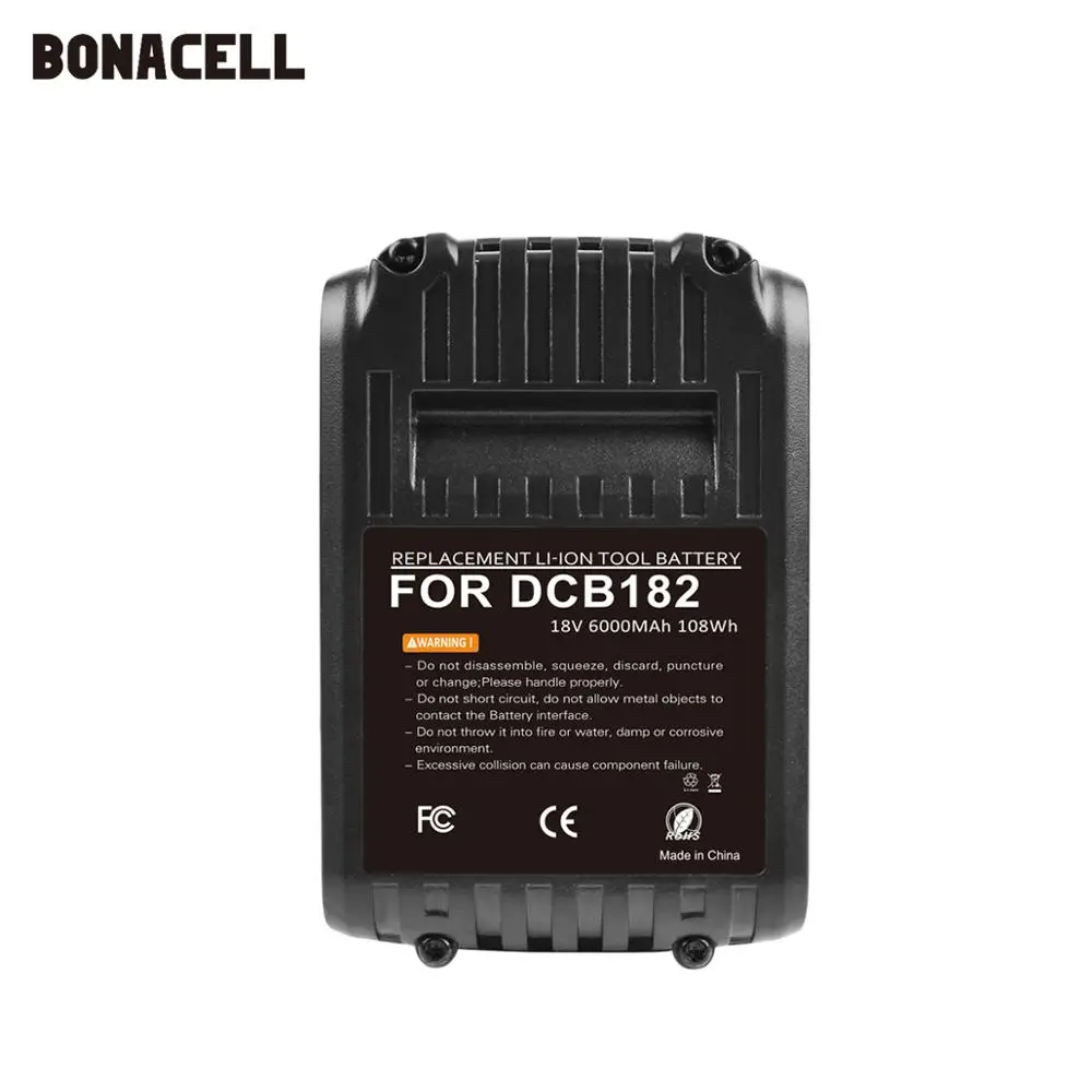 Bonacell 6000 мА/ч 18V макс XR для Dewalt Мощность инструмент Батарея DCB180 DCB181 DCB182 DCB201 2 DCB200 DCB204