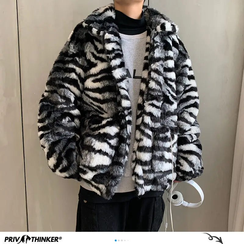 Мужская Зимняя парка с принтом тигра Privathinker повседневная куртка оверсайз в
