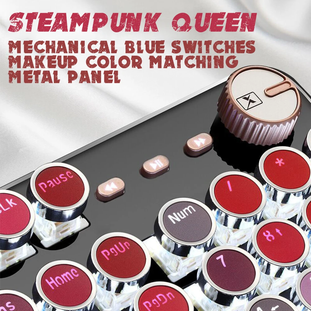 

Gift Wrapping104keys Metal Backlit Retro Punk USB Wired Blue Switches Office for Laptop Desktop PC Game Mechanical Keyboard