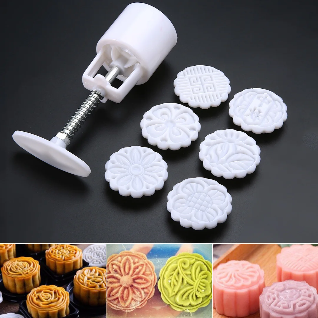 Цветок Mooncake плесень DIY ручной давление торт плесень инструмент печенье торт формы для выпечки с 6 штампами случайный узор