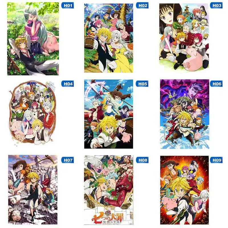 Аниме Семь смертных грехов Nanatsu no Taizai Meliodas x аниме Элизабет манга настенный плакат